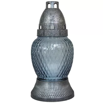 Szögletes kis csepp üvegmécses szürke 35gr 18cm 10db/#