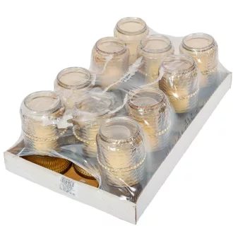 Strasszos kis henger üvegmécses arany 35gr 18cm 10db/#