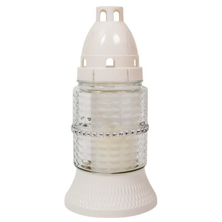 Strasszos kis henger üvegmécses fehér 35gr 18cm 10db/#