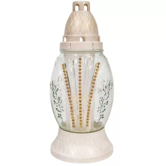 Strasszos üvegmécses arany 70gr 26cm 8db/#