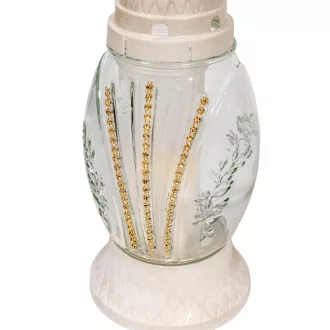Strasszos üvegmécses arany 70gr 26cm 8db/#