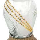 Strasszos bordás üvegmécses arany 65gr 25cm 8db/#