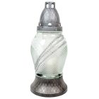 Strasszos bordás üvegmécses ezüst 65gr 25cm 8db/#