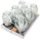 Strasszos bordás üvegmécses ezüst 65gr 25cm 8db/#