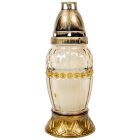 Strasszos nagy sokszög üvegmécses arany 40gr 20,5cm 10db/#