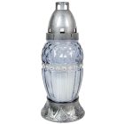 Strasszos nagy sokszög üvegmécses szürke 40gr 20,5cm 10db/#