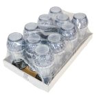 Strasszos nagy sokszög üvegmécses szürke 40gr 20,5cm 10db/#