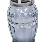 Strasszos nagy sokszög üvegmécses szürke 40gr 20,5cm 10db/#