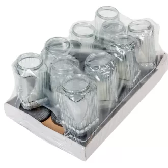   Festett szív mintás hasáb üvegmécses ezüst 40gr 21,5cm 10db/#