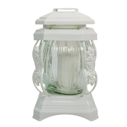 Üvegmécses fényes dekor műanyaggal  fehér 22cm 6db/#