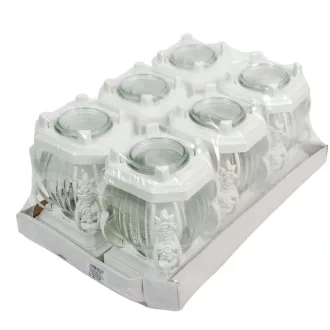 Katedrális üvegmécses fehér 65gr 22cm 6db/#