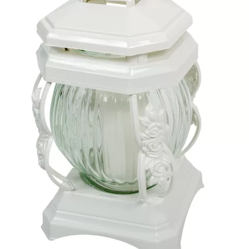 Katedrális üvegmécses fehér 65gr 22cm 6db/#