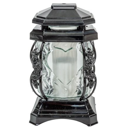 Üvegmécses fekete fényes dekor műanyaggal 22cm 6db/#