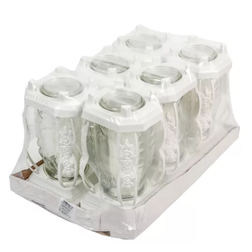 Nagy katedrális üvegmécses feher 100gr 25cm 6db/#