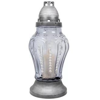 Strasszos óriás üvegmécses ezüst 95gr 34cm 4db/#