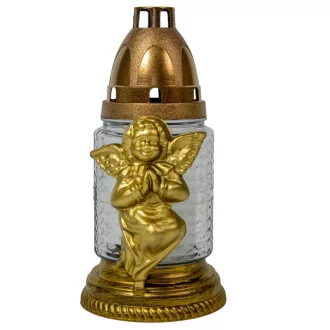   Angyal lámpással henger üvegmécses arany 35gr 17,5cm 10db/#