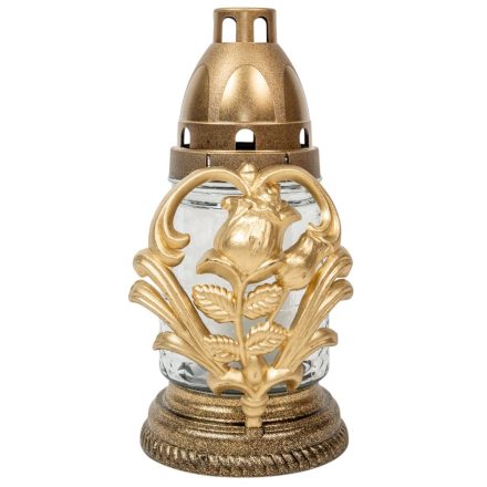 Virágos henger üvegmécses arany 35gr 18cm 10db/#