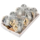 Virágos henger üvegmécses arany 35gr 18cm 10db/#