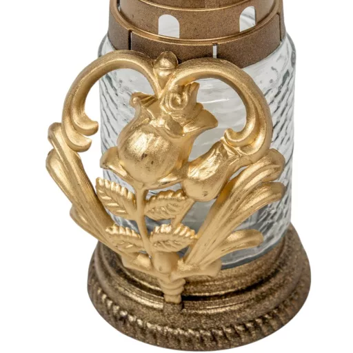 Virágos henger üvegmécses arany 35gr 18cm 10db/#