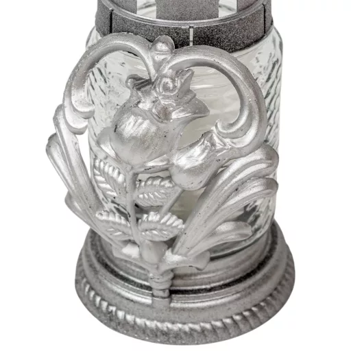 Virágos henger üvegmécses ezüst 35gr 18cm 10db/#