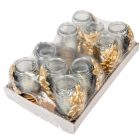 Orchideás henger üvegmécses arany 35gr 18cm 10db/#