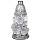 Orchideás henger üvegmécses ezüst 35gr 18cm 10db/#