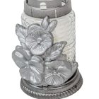 Orchideás henger üvegmécses ezüst 35gr 18cm 10db/#