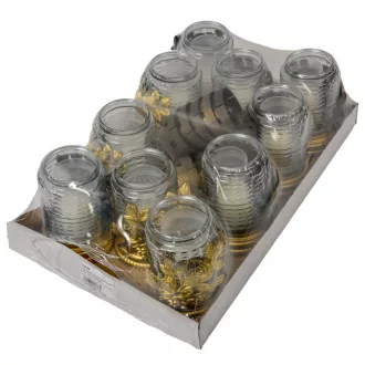 Rózsás henger üvegmécses arany 35gr 18cm 10db/#