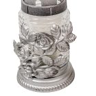 Rózsás henger üvegmécses ezüst 35gr 18cm 10db/#