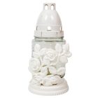 Rózsás henger üvegmécses fehér 35gr 18cm 10db/#