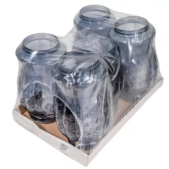 Óriás mintás üvegmécses szürke 130gr 38cm 4db/#