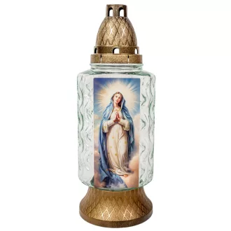 Mária mintás üvegmécses arany 100gr 29,5cm 8db/#