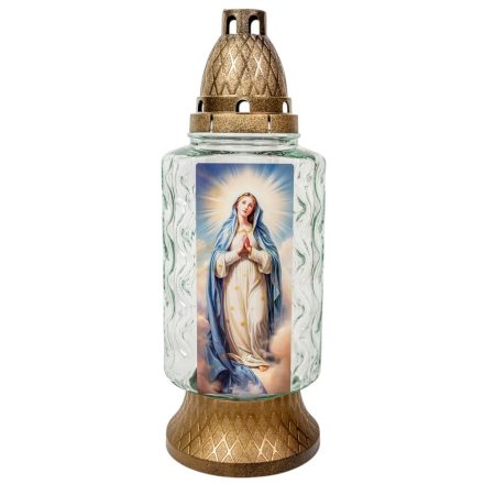 Mária mintás üvegmécses arany 100gr 29,5cm 8db/#