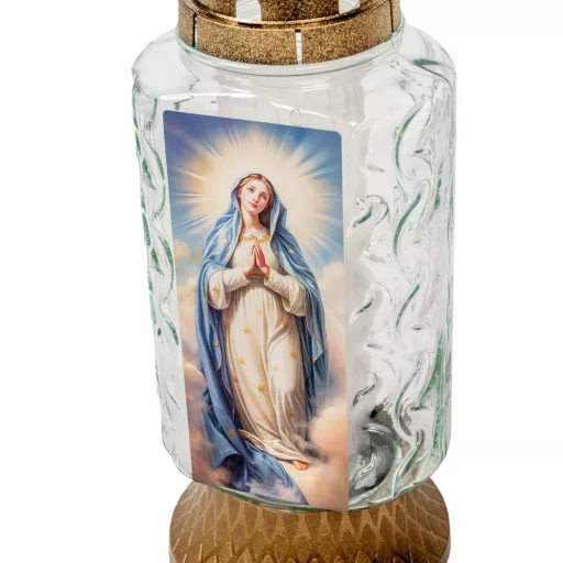 Mária mintás üvegmécses arany 100gr 29,5cm 8db/#