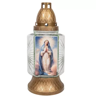Mária mintás üvegmécses arany 70gr 25,5cm 8db/#