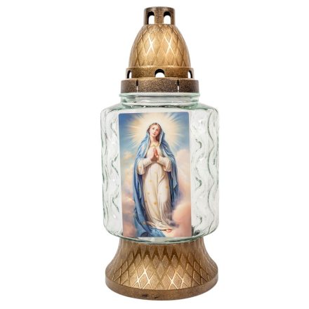 Mária mintás üvegmécses arany  70gr 25,5cm 8db/#