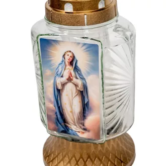 Mária mintás üvegmécses arany 70gr 25,5cm 8db/#