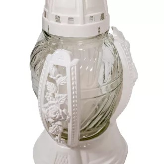 Katedrális gömb üvegmécses fehér 70gr 27cm 6db/#