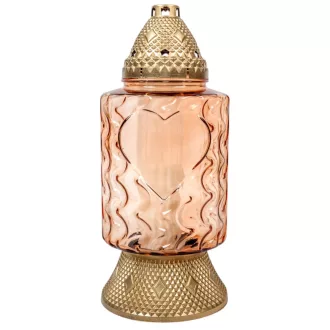 Szív mintás óriás üvegmécses lazac 105gr 35cm 5db/#
