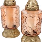 Szív mintás óriás üvegmécses lazac 105gr 35cm 5db/#