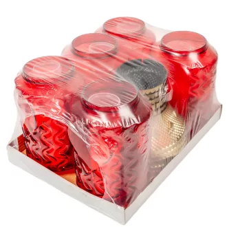 Szív mintás óriás üvegmécses piros 105gr 35cm 5db/#