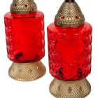 Szív mintás óriás üvegmécses piros 105gr 35cm 5db/#