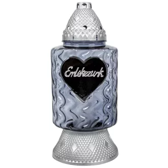   Emlékezünk feliratos óriás üvegmécses szürke 105gr 34cm 5db/#