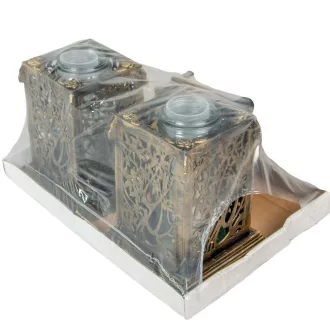 Nagy katedrális üvegmécses arany 70gr 33cm 2db/#