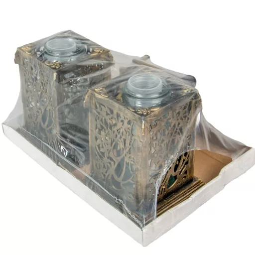 Nagy katedrális üvegmécses arany 70gr 33cm 2db/#