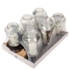 Virágos strasszos üvegmécses fekete 70gr 26cm 8db/#