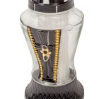 Virágos strasszos üvegmécses fekete 70gr 26cm 8db/#