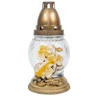 Orchideás gömb üvegmécses arany 35gr 20,5cm 8db/#