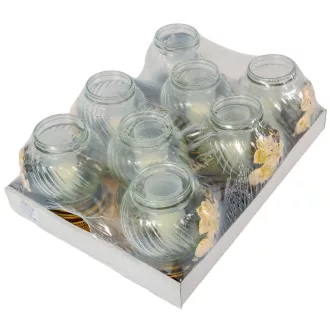 Orchideás gömb üvegmécses arany 35gr 20cm 8db/#
