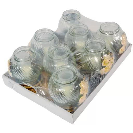 Orchideás gömb üvegmécses arany 35gr 20cm 8db/#